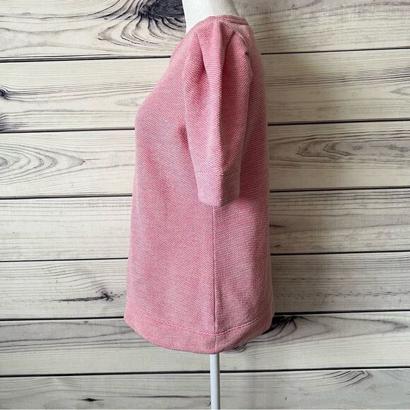 Talbots Pink Textured Knit Puff Sleeve Crewneck Sweater Top - Picture 8 of 10